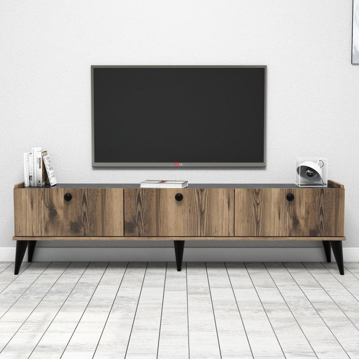 Hanah Home Soporte TV Nogal y Mármol 180x49x35 cm